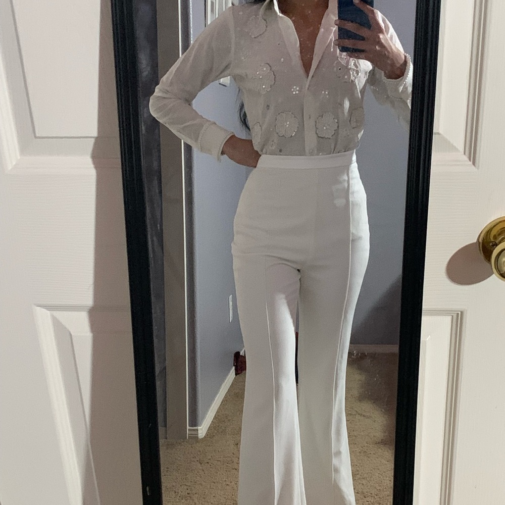 Custom-made embellished button-up dress shirt